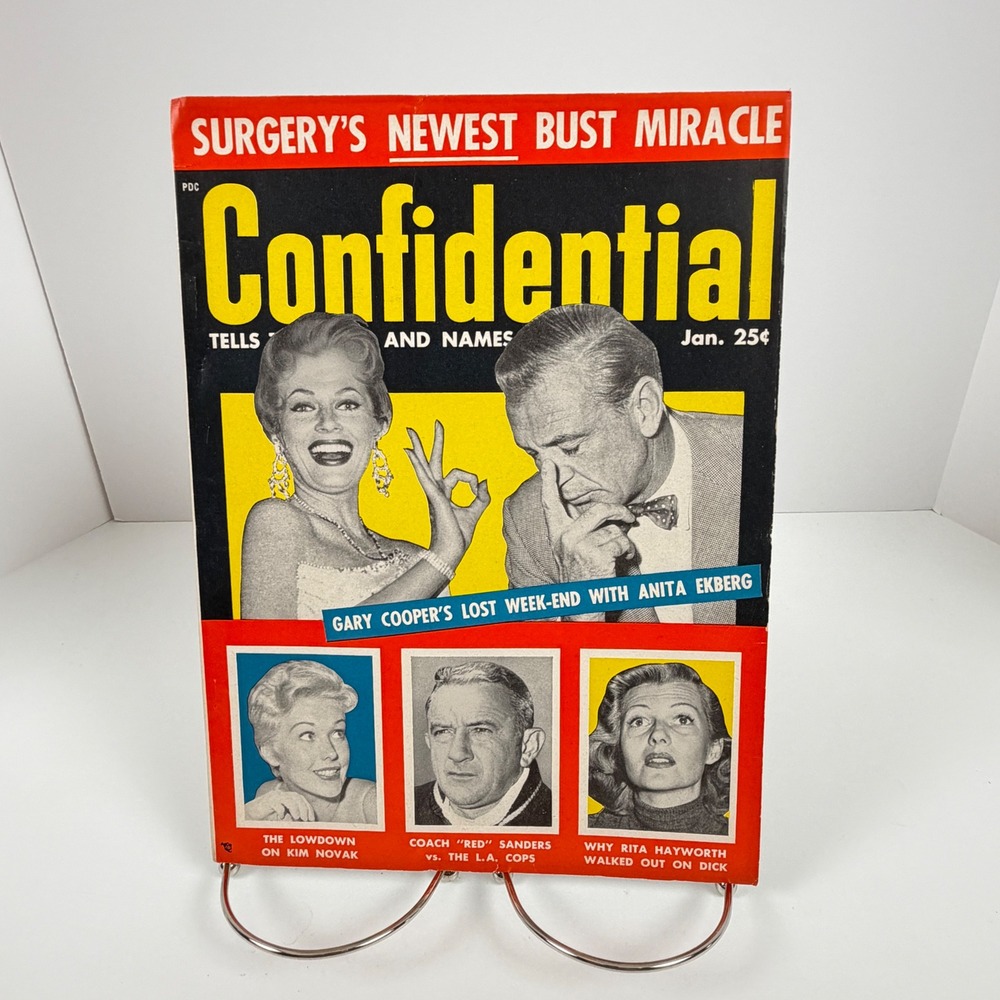 Vintage Confidential Magazine Jan 1956 Gary Cooper Kim Novak Anita Ekberg